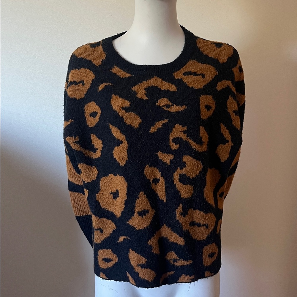 John + Jenn Navy and Brown Animal Print Sweater - Picture 2 of 9